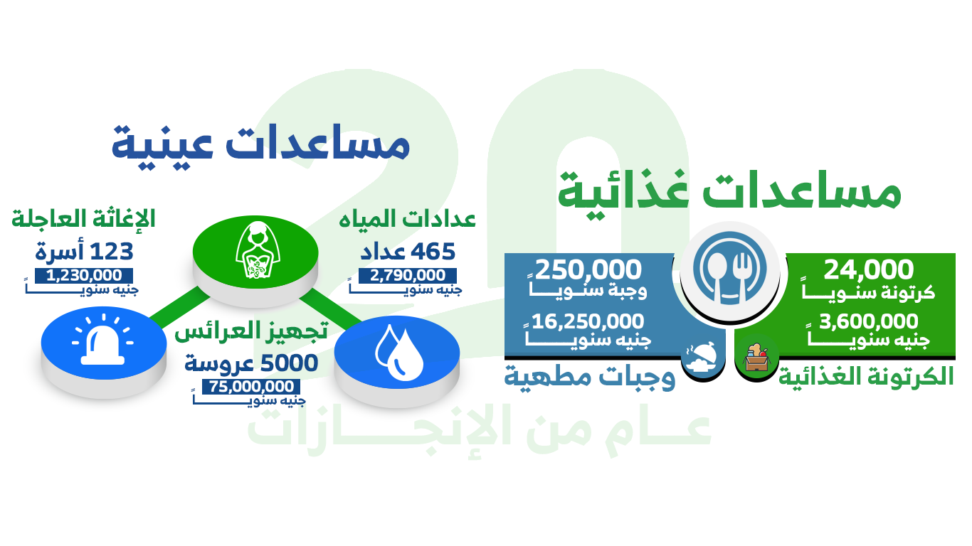جمعية صلاح الدين بالفيوم المساعدات العينية والغذائية خلال20 عام من العطاء